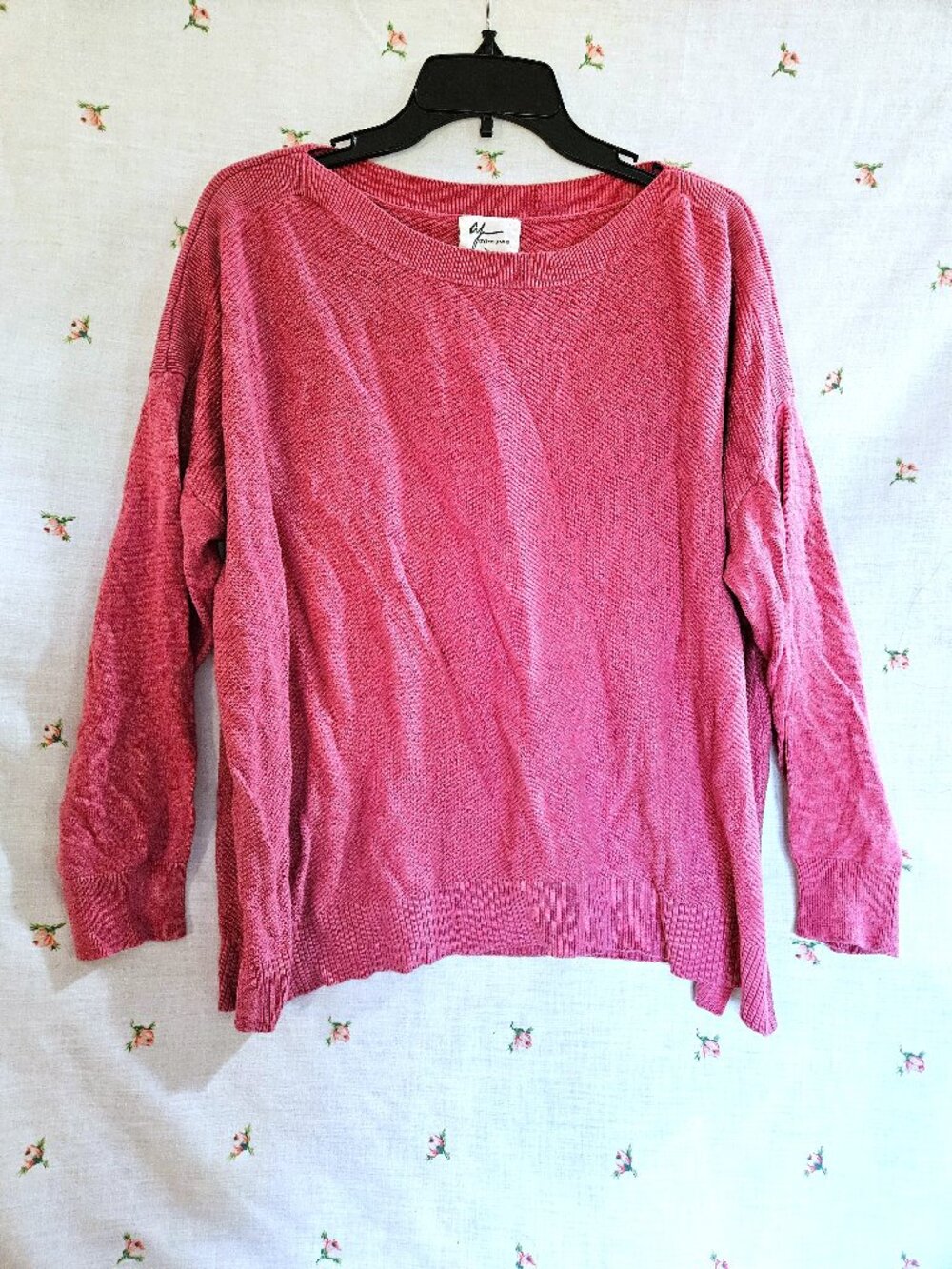 Size XL Pink Pullover Cotton Blend Sweater